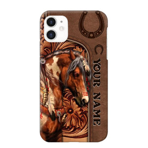 Horse Love Leather Pattern Personalized Phone Case