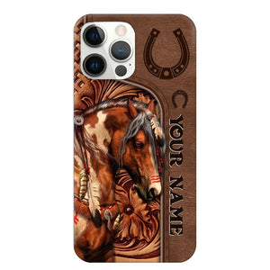 Horse Love Leather Pattern Personalized Phone Case